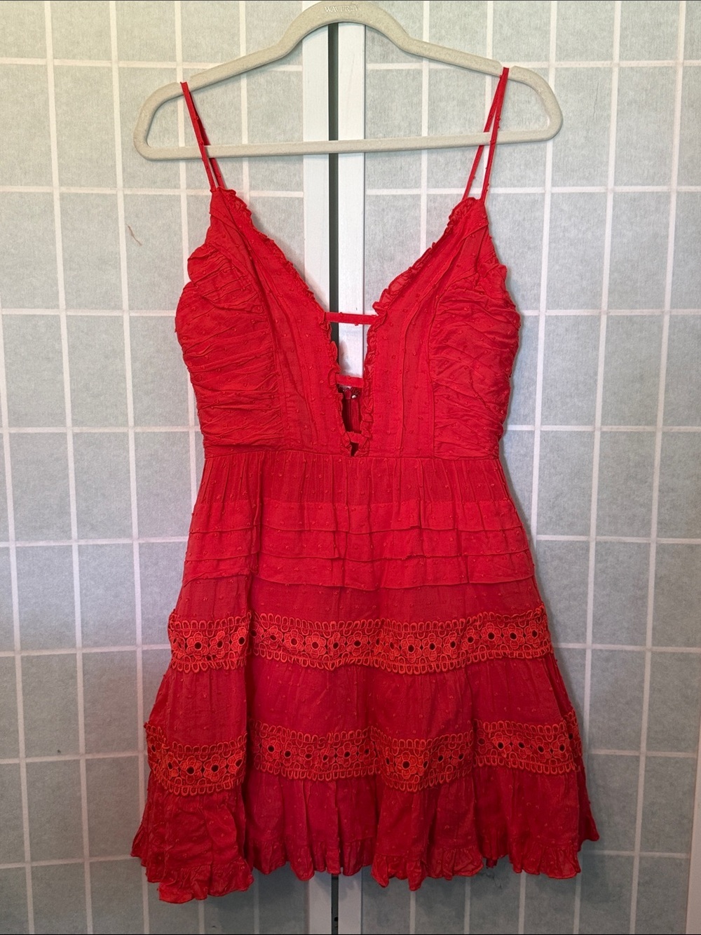 Selfie Red Sleeveless Eyelet Women’s Dresses Size M